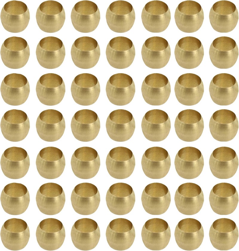 PDETVEO 50PCS 3/16 Inch Brass Compression Sleeve Ferrules, Compression Ferrules Tube Fitting for Air, Fuel, Water, Oil Pipe - Image 1